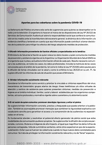 Apuntes para las coberturas sobre la pandmia COVID-19