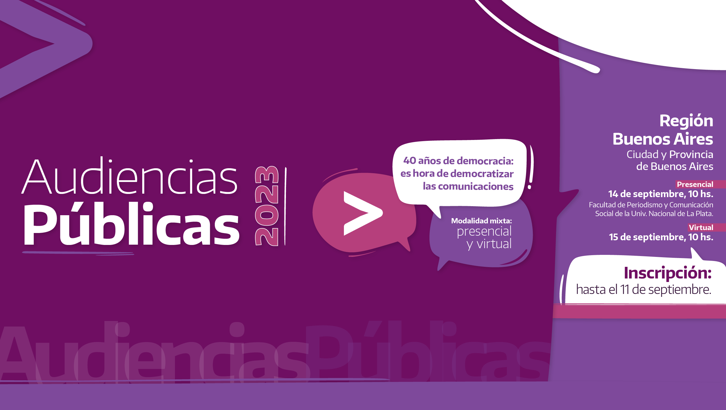 Placa Inscripción Audiencia Pública para la Región Buenos Aires 2023